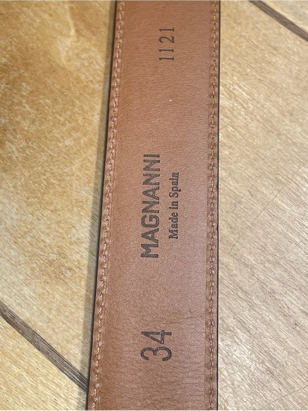 Magnanni Carbon Leather Belt with Silver Buckle Made in Spain Size 34 Black